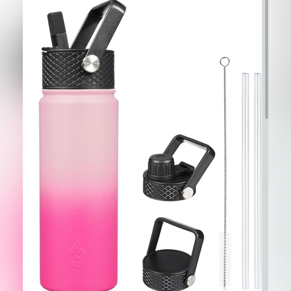 BJPKPK Insulated Water Bottles with Straw Lid, 40oz Stainless Steel